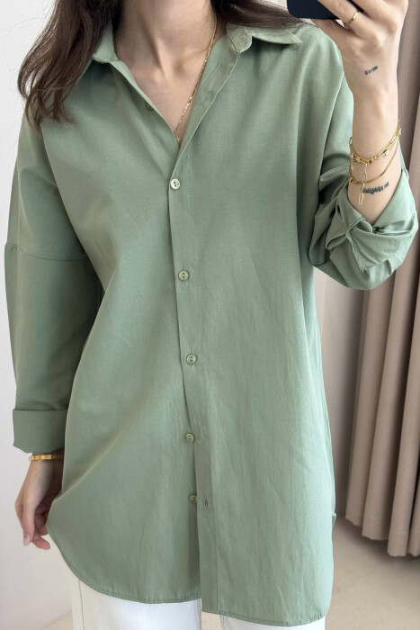 ONE COLOR SIMPLE WOMEN SHIRT MINT/MENTE - 3