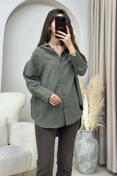 ONE COLOR SIMPLE WOMEN SHIRT OLIVE/ULLI - 3