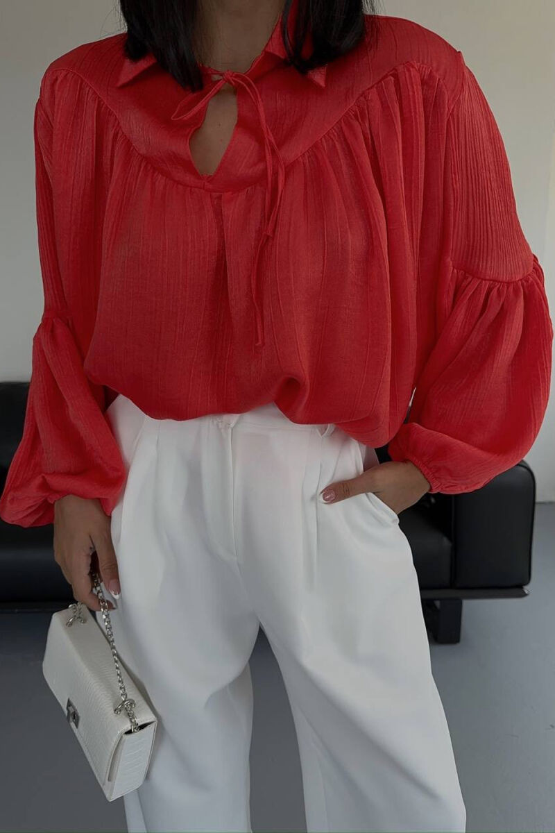 ONE COLOR SIMPLE WOMEN SHIRT ORANGE/PORTOKALLI - 2