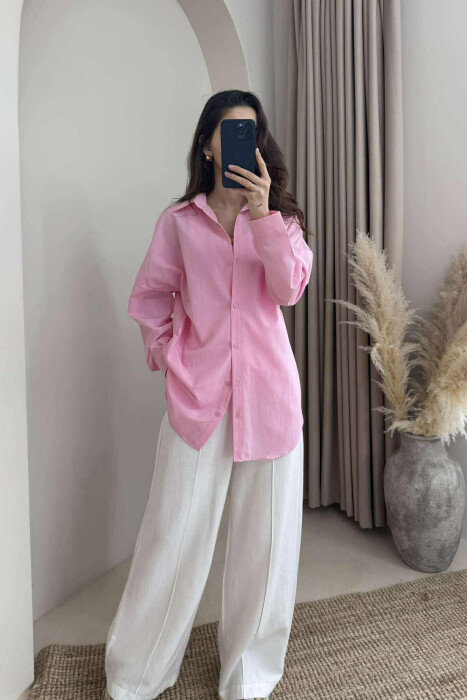 ONE COLOR SIMPLE WOMEN SHIRT PINK/ROZE 