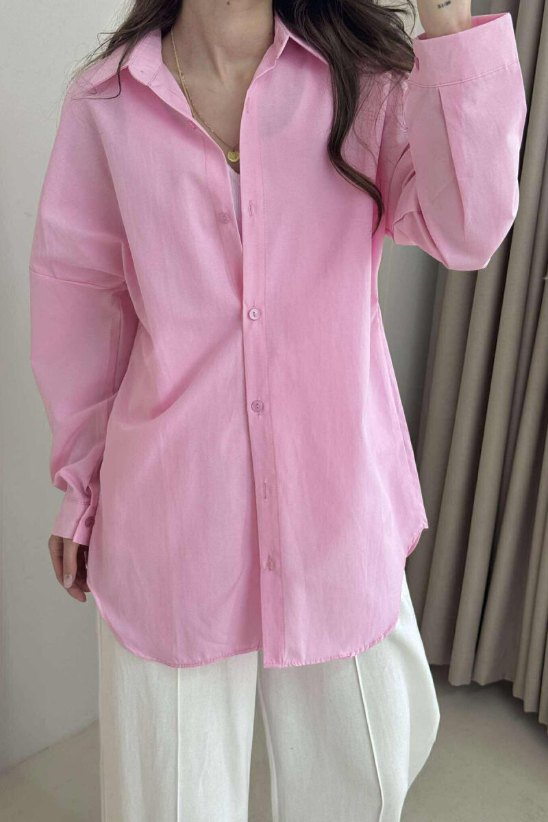 ONE COLOR SIMPLE WOMEN SHIRT PINK/ROZE - 3