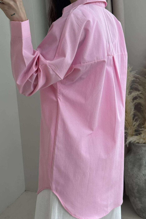 ONE COLOR SIMPLE WOMEN SHIRT PINK/ROZE - 4