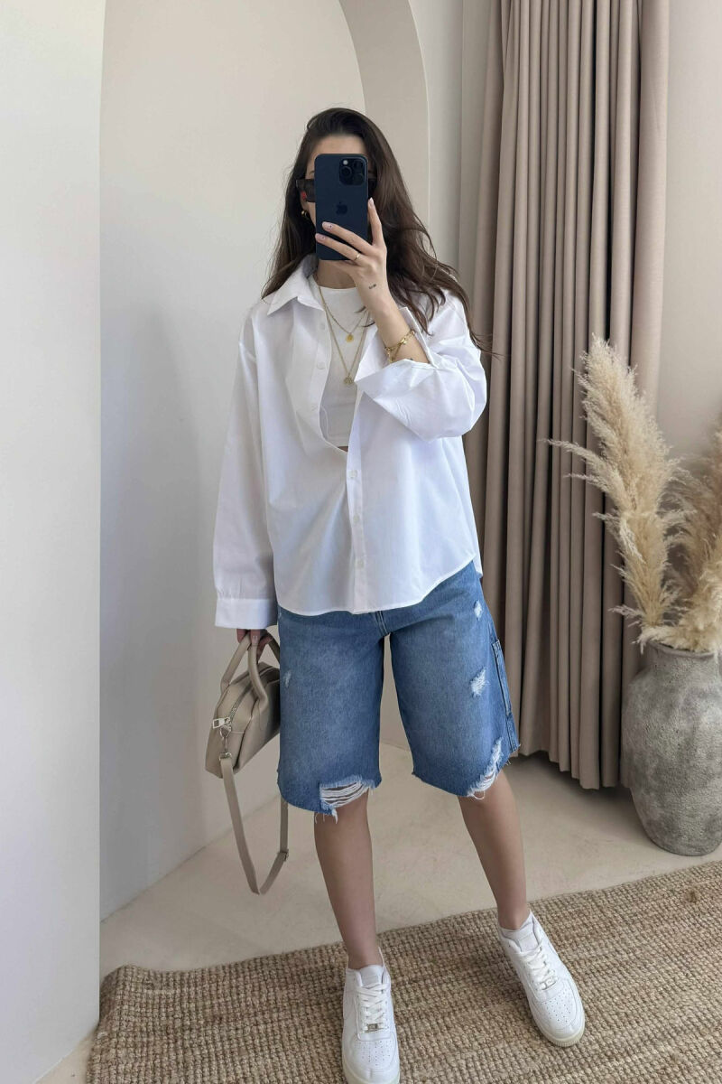 ONE COLOR SIMPLE WOMEN SHIRT WHITE-E BARDHE - 1