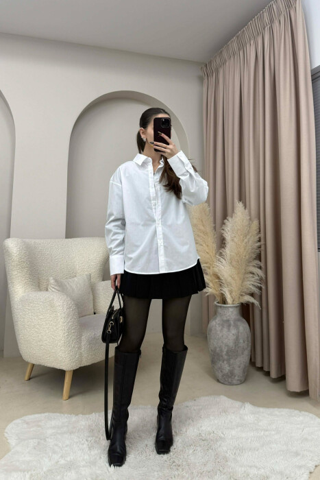 ONE COLOR SIMPLE WOMEN SHIRT WHITE-E BARDHE - KLAUDIO FASHION