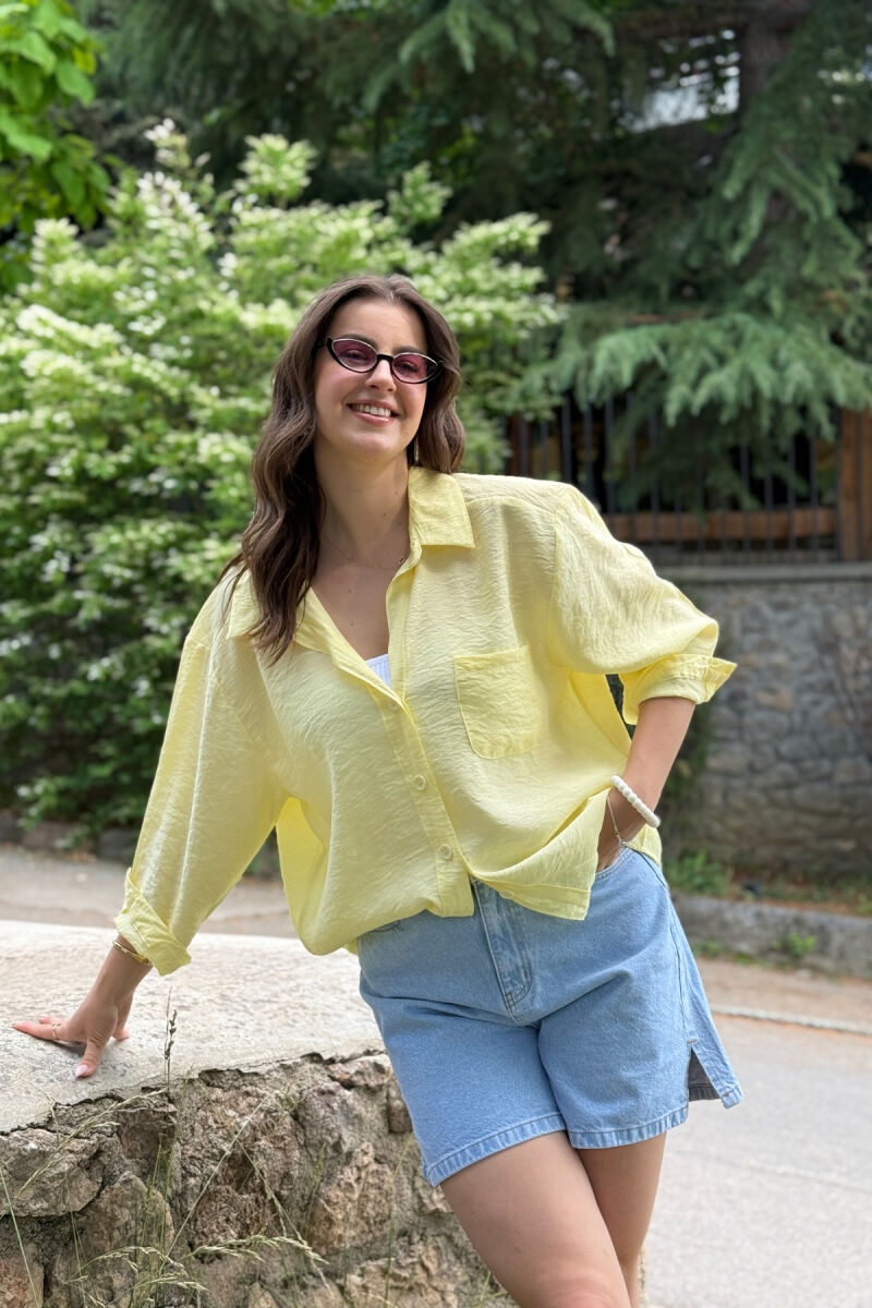 ONE COLOR SIMPLE WOMEN SHIRT YELLOW/E VERDHE - 1