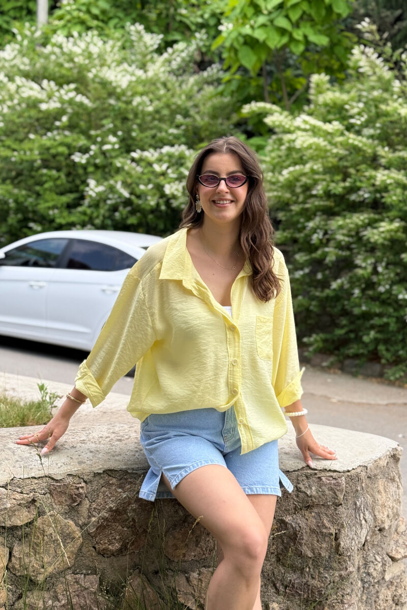 ONE COLOR SIMPLE WOMEN SHIRT YELLOW/E VERDHE - 2