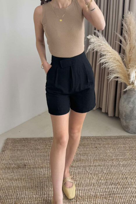 ONE COLOR SIMPLE WOMEN SHORTS BLACK/ E ZEZE - 1