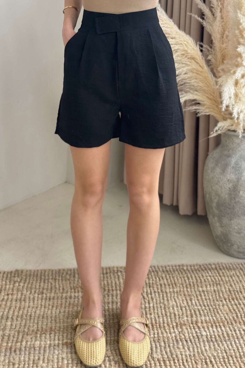 ONE COLOR SIMPLE WOMEN SHORTS BLACK/ E ZEZE - 3