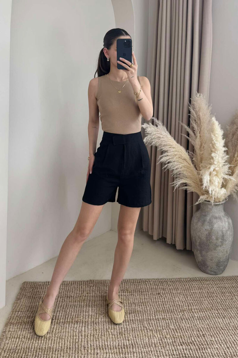 ONE COLOR SIMPLE WOMEN SHORTS BLACK/ E ZEZE - 5