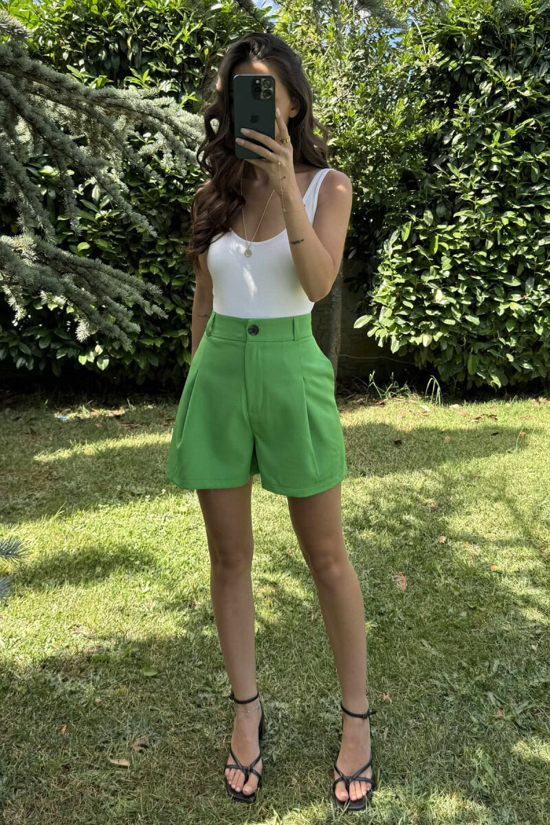 ONE COLOR SIMPLE WOMEN SHORTS GREEN/JESHILE - 1
