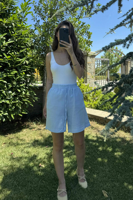 ONE COLOR SIMPLE WOMEN SHORTS LIGHTBLUE/BZ - 1
