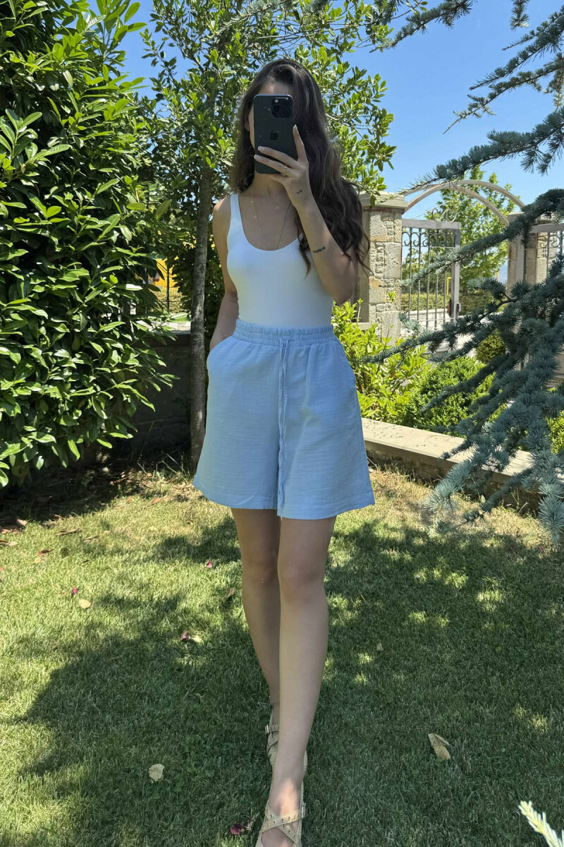 ONE COLOR SIMPLE WOMEN SHORTS LIGHTBLUE/BZ - 2