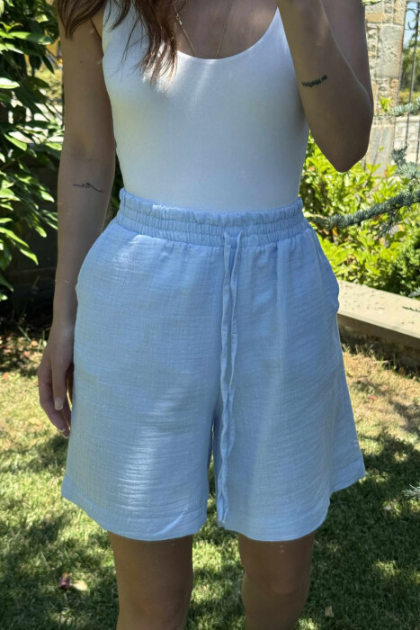 ONE COLOR SIMPLE WOMEN SHORTS LIGHTBLUE/BZ - 4