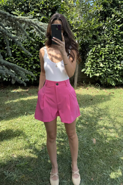 ONE COLOR SIMPLE WOMEN SHORTS PINK/ROZE 