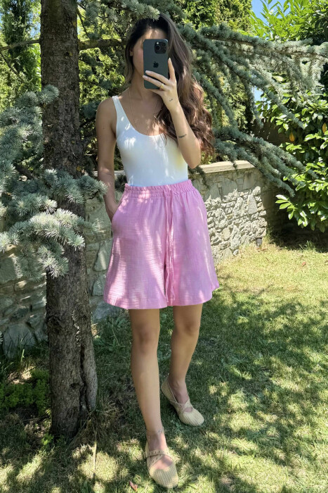 ONE COLOR SIMPLE WOMEN SHORTS PINK/ROZE 