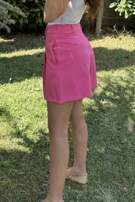 ONE COLOR SIMPLE WOMEN SHORTS PINK/ROZE - 4