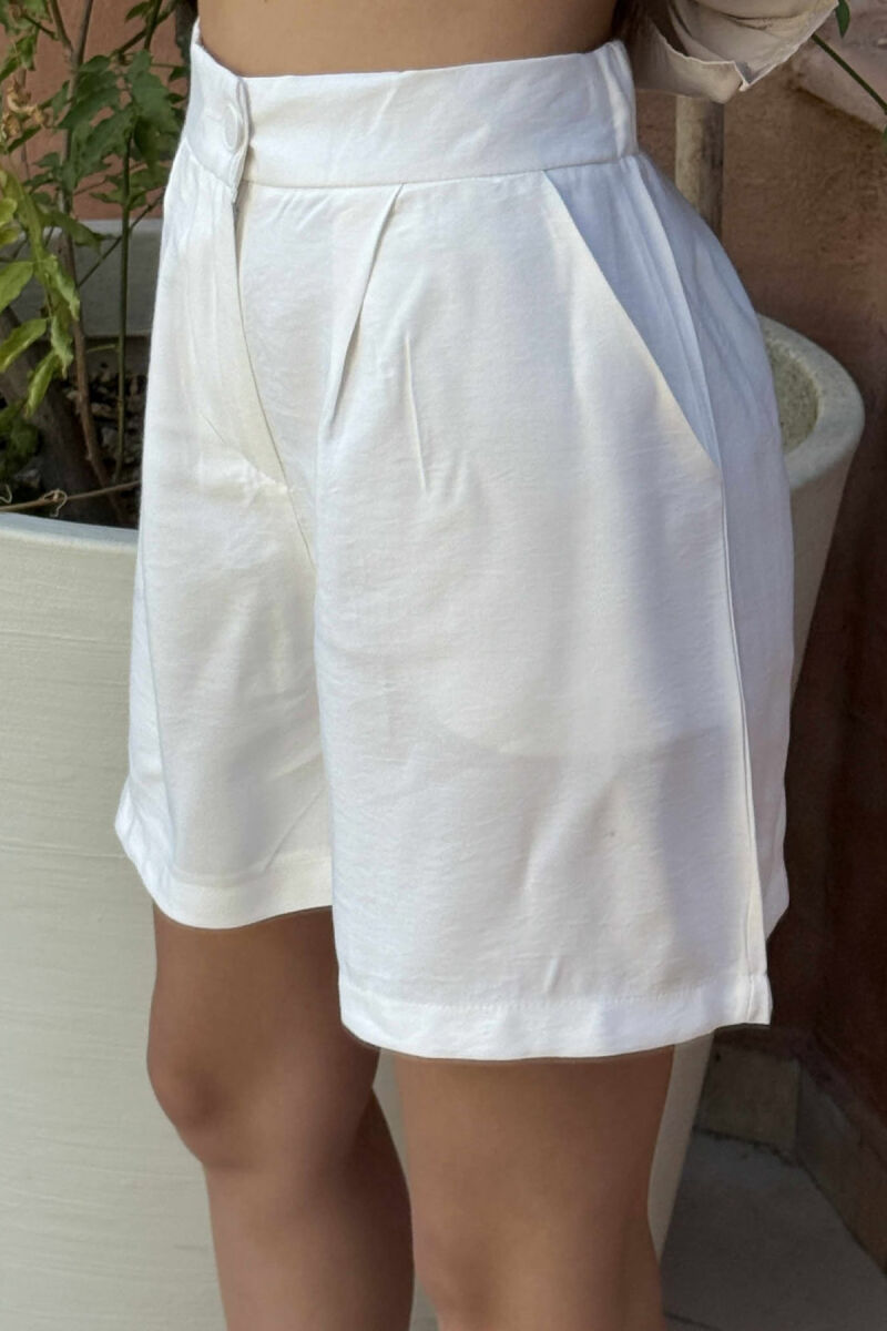 ONE COLOR SIMPLE WOMEN SHORTS WHITE-E BARDHE - 3