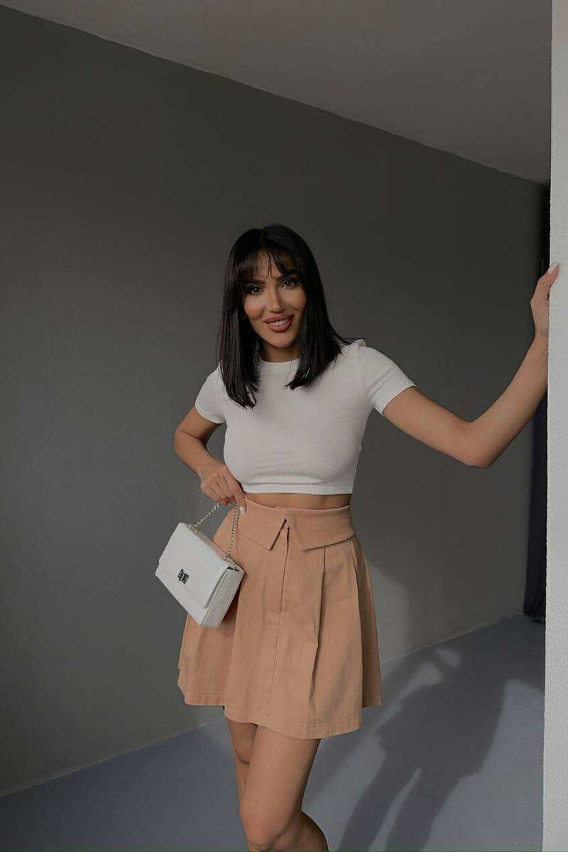 ONE COLOR SIMPLE WOMEN SKIRT BEIGE/BEZHE - 1