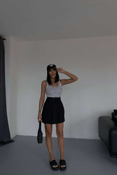 ONE COLOR SIMPLE WOMEN SKIRT BLACK/ E ZEZE - 3