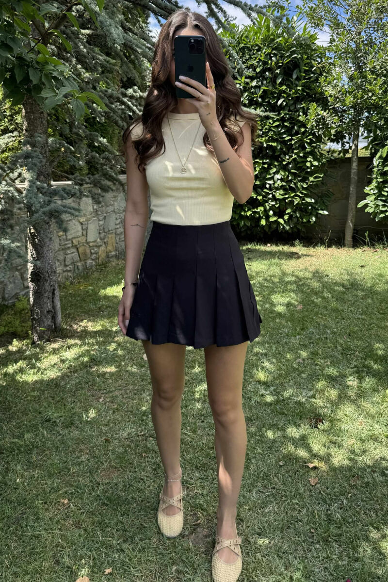 ONE COLOR SIMPLE WOMEN SKIRT BLACK/ E ZEZE - 3