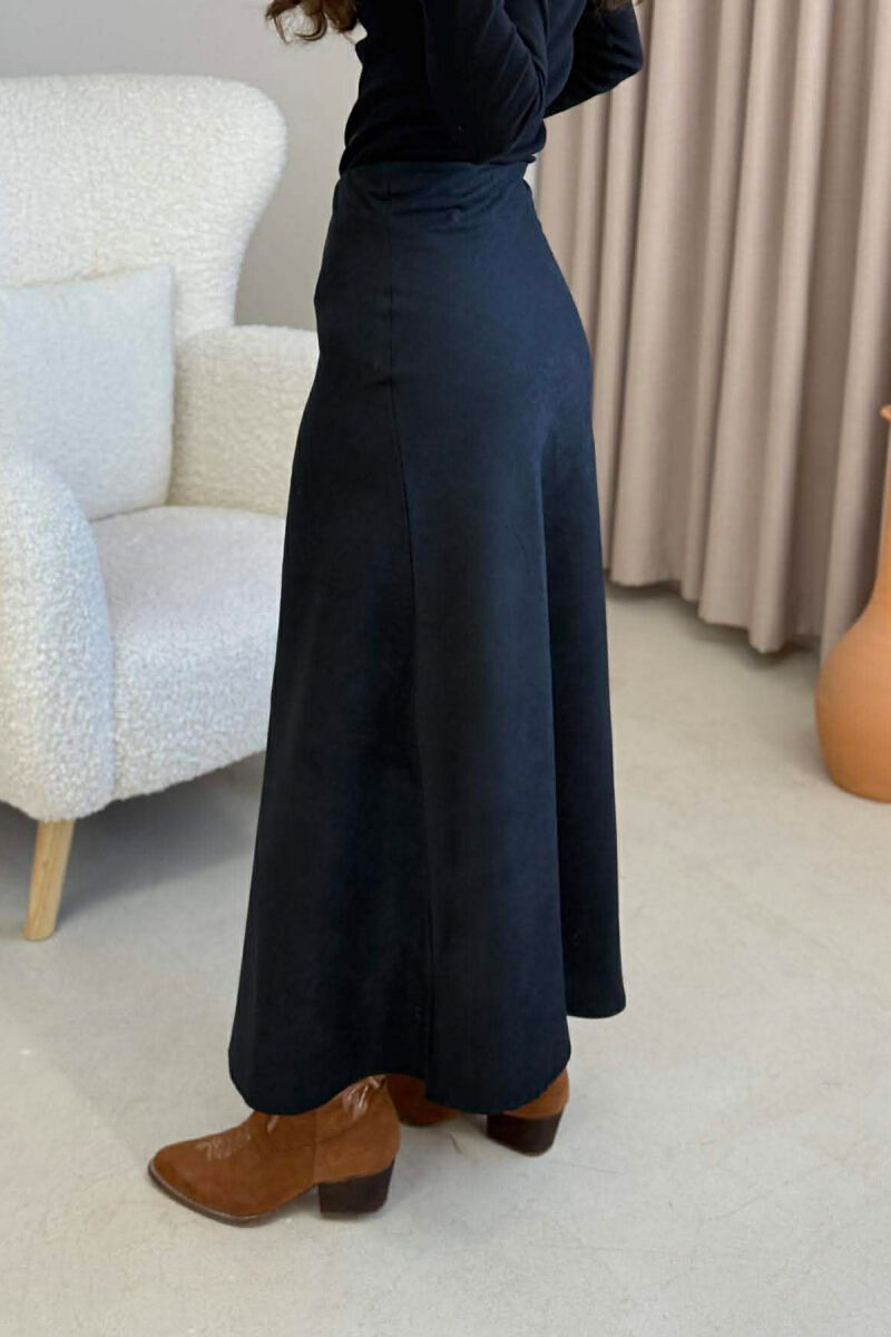 ONE COLOR SIMPLE LONG WOMEN SKIRT BLACK/ E ZEZE - 2