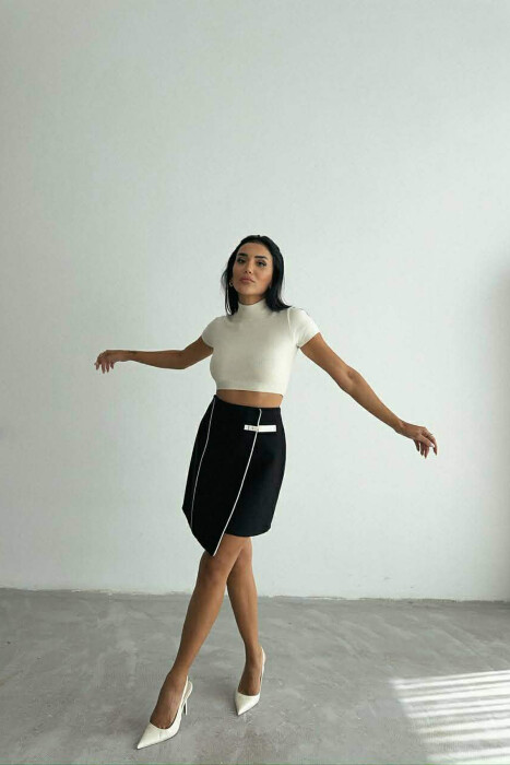 ONE COLOR SIMPLE WOMEN SKIRT BLACK/ E ZEZE - 1