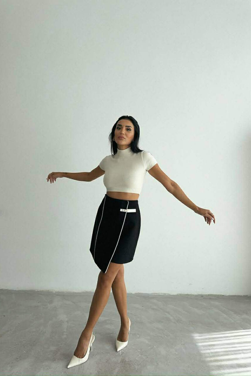 ONE COLOR SIMPLE WOMEN SKIRT BLACK/ E ZEZE - 1