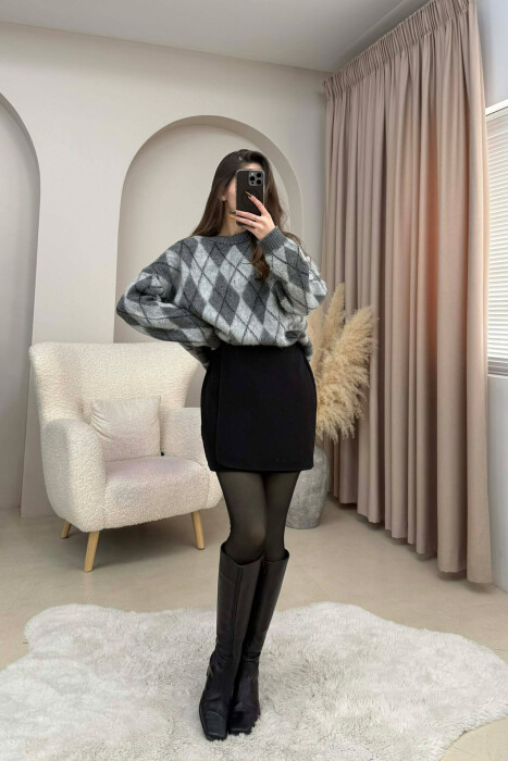 ONE COLOR SIMPLE WOMEN SKIRT BLACK/ E ZEZE - 2