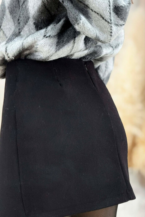 ONE COLOR SIMPLE WOMEN SKIRT BLACK/ E ZEZE - 4