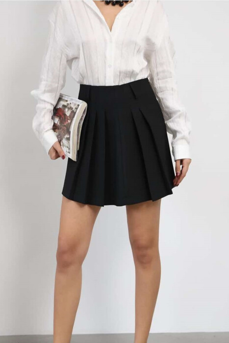 ONE COLOR SIMPLE WOMEN SKIRT BLACK/ E ZEZE 