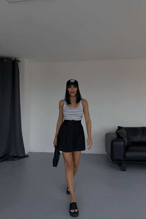 ONE COLOR SIMPLE WOMEN SKIRT BLACK/ E ZEZE 