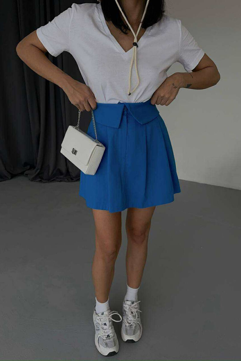 ONE COLOR SIMPLE WOMEN SKIRT BLUE/BLU - 3