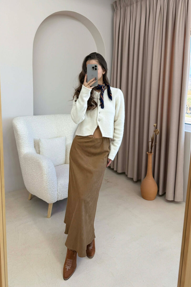 ONE COLOR SIMPLE LONG WOMEN SKIRT BROWN/KAFE - 2