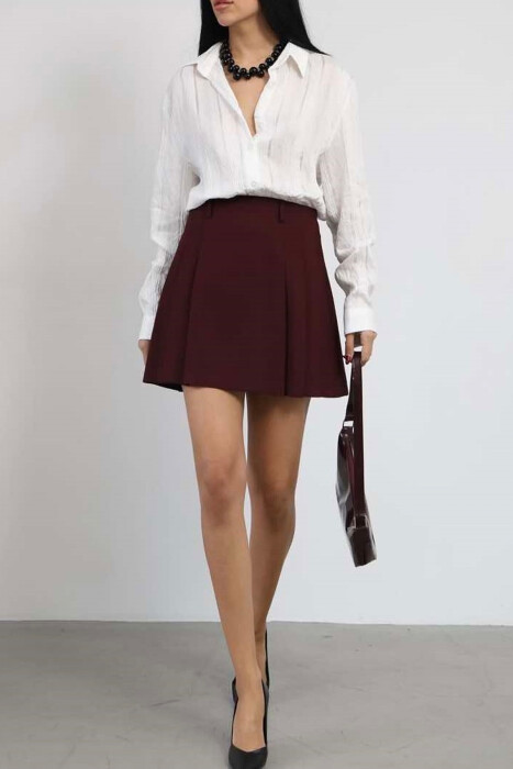 ONE COLOR SIMPLE WOMEN SKIRT BURGUNDY/VISHNJE 