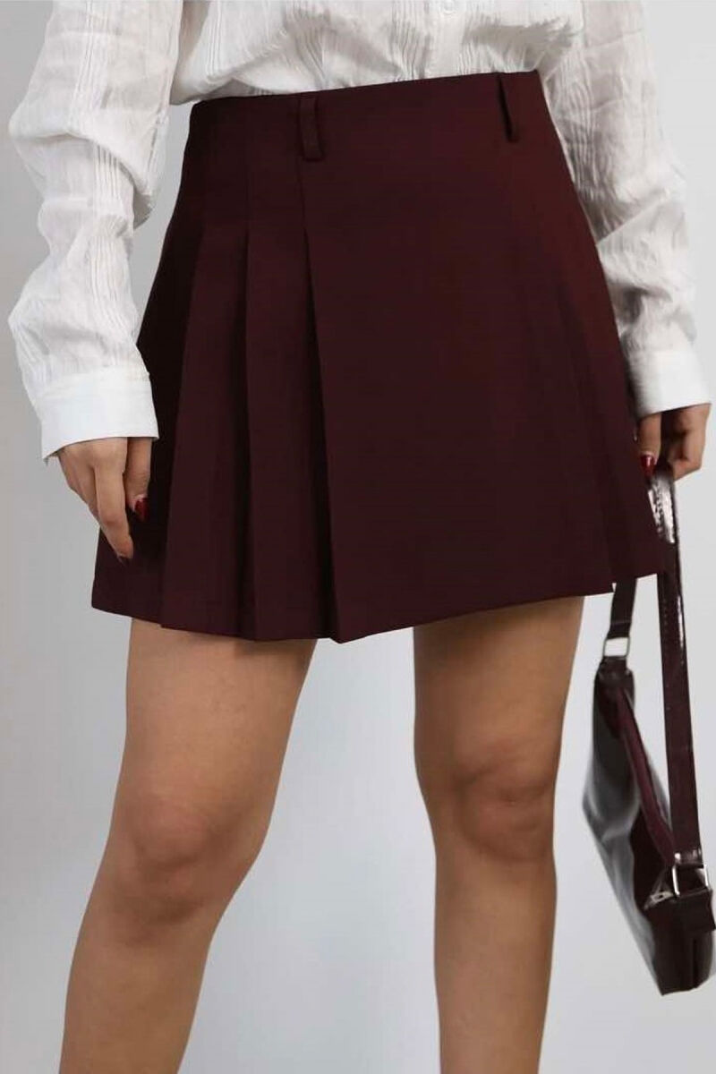 ONE COLOR SIMPLE WOMEN SKIRT BURGUNDY/VISHNJE - 2