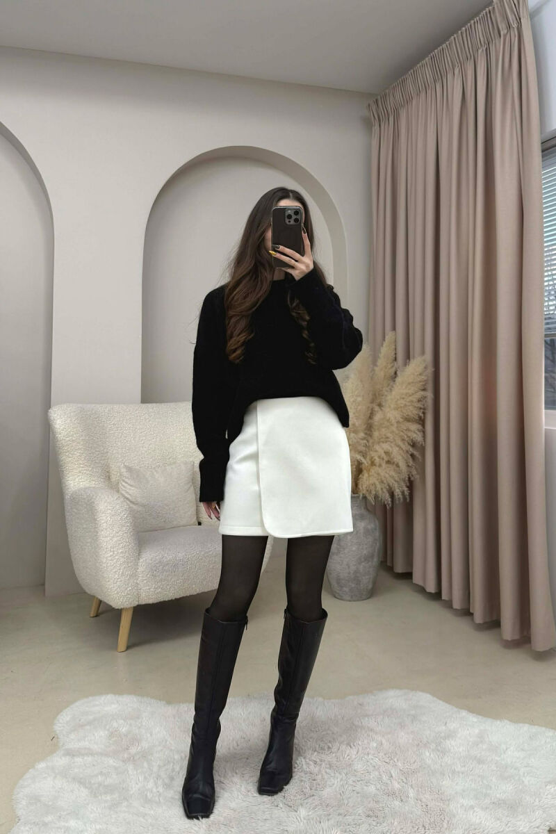 ONE COLOR SIMPLE WOMEN SKIRT CREAM/KREM - 2