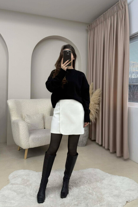 ONE COLOR SIMPLE WOMEN SKIRT CREAM/KREM - 3