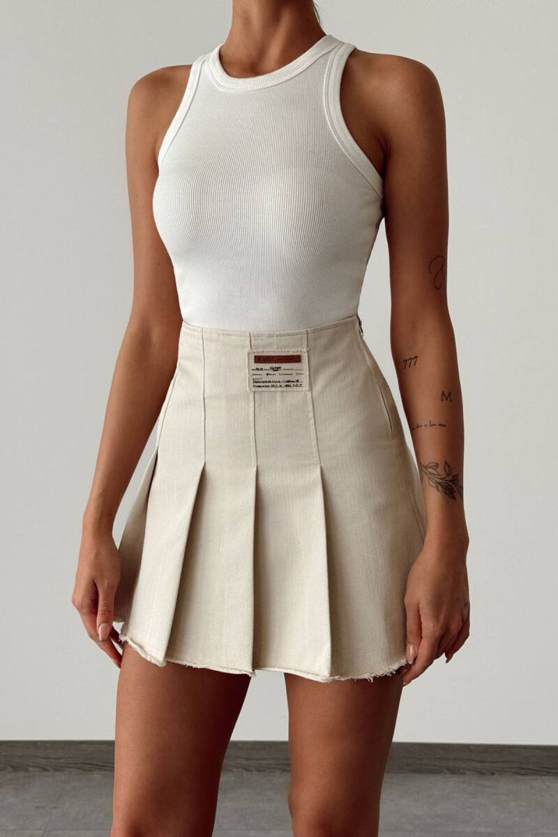 ONE COLOR SIMPLE WOMEN SKIRT CREAM/KREM - 2