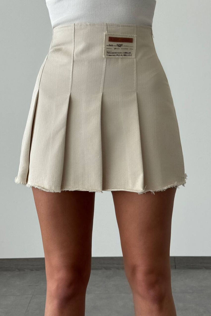 ONE COLOR SIMPLE WOMEN SKIRT CREAM/KREM - 3
