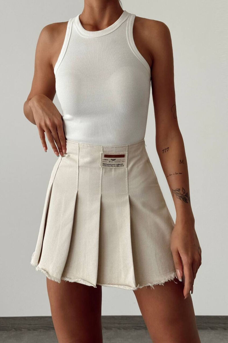 ONE COLOR SIMPLE WOMEN SKIRT CREAM/KREM - 4