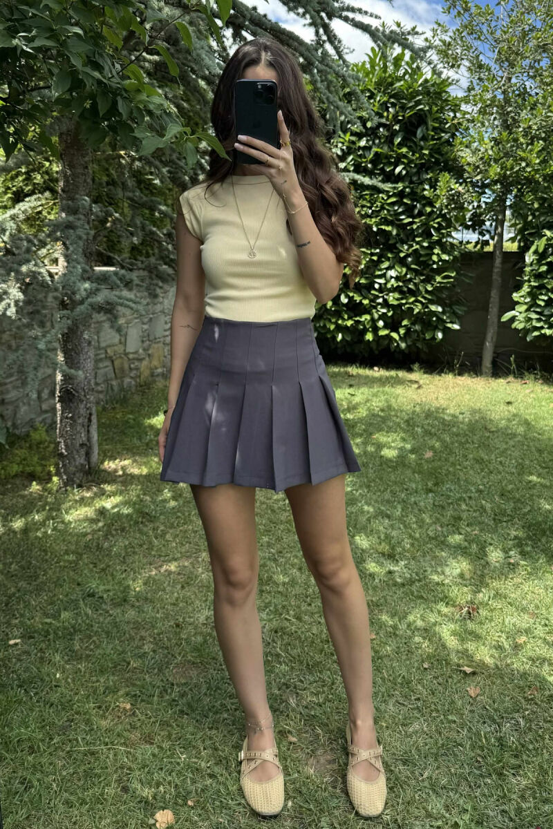 ONE COLOR SIMPLE WOMEN SKIRT GREY/GRI - 2