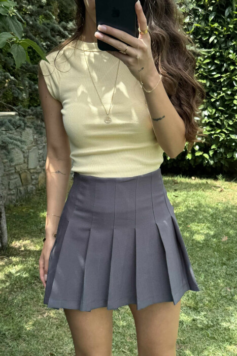 ONE COLOR SIMPLE WOMEN SKIRT GREY/GRI - 3