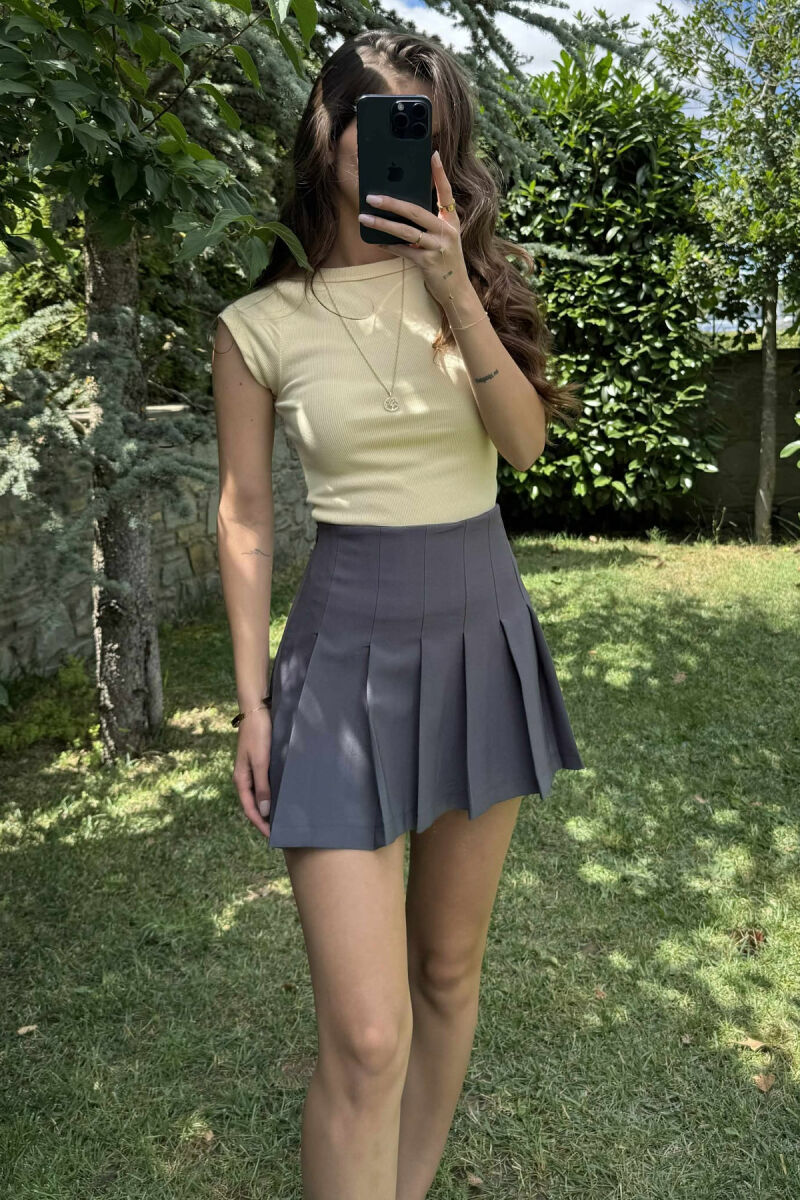 ONE COLOR SIMPLE WOMEN SKIRT GREY/GRI - 4