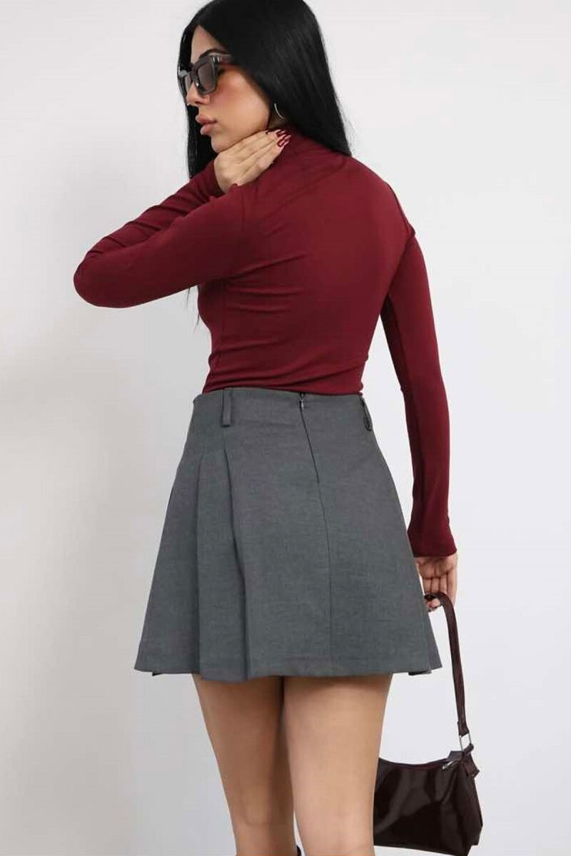 ONE COLOR SIMPLE WOMEN SKIRT GREY/GRI - 4