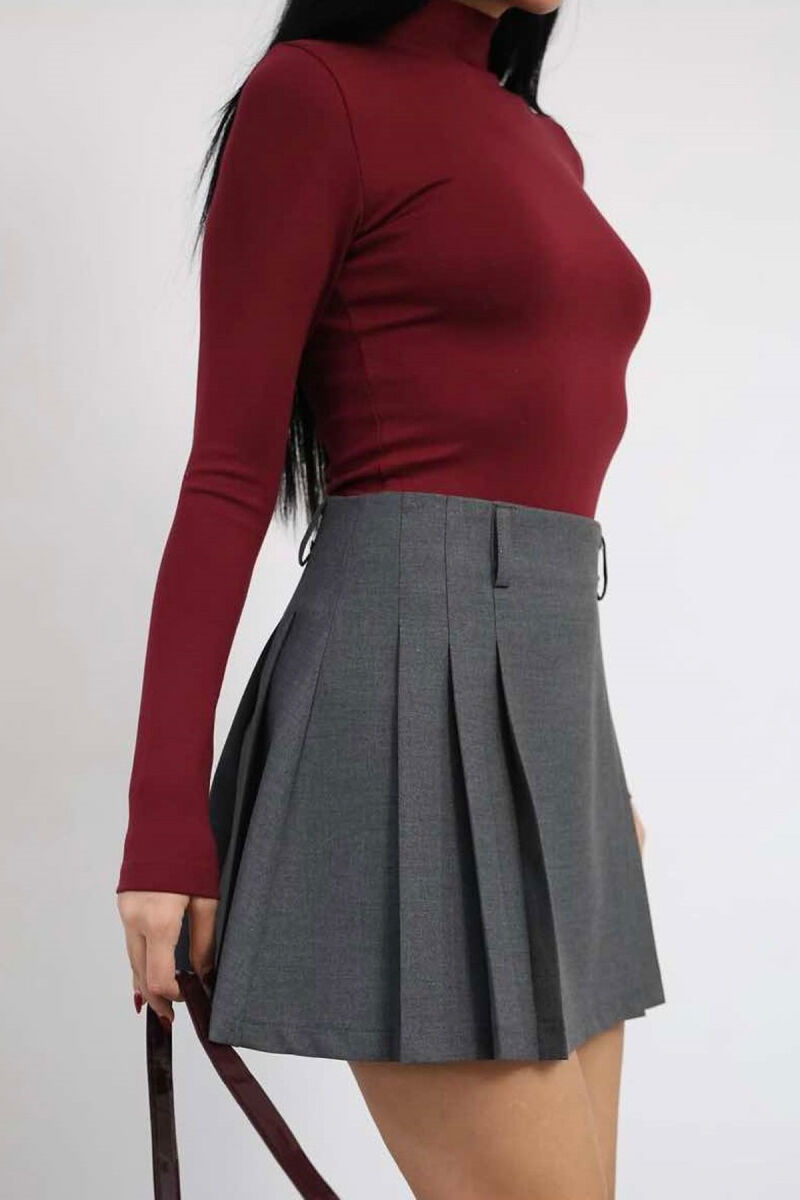 ONE COLOR SIMPLE WOMEN SKIRT GREY/GRI - 2