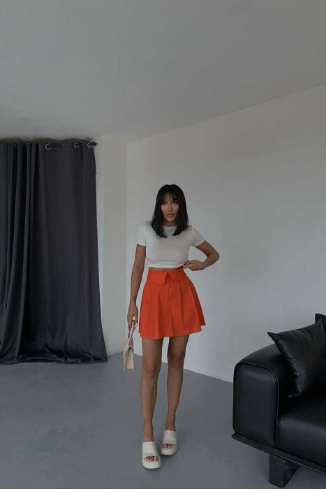 ONE COLOR SIMPLE WOMEN SKIRT ORANGE/PORTOKALLI 