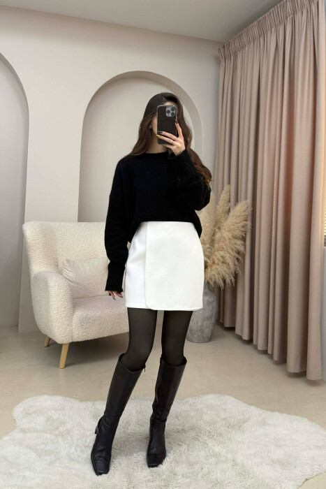 ONE COLOR SIMPLE WOMEN SKIRT WHITE-E BARDHE - 6