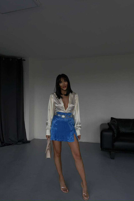 ONE COLOR SIMPLE WOMEN SKORT BLUE/BLU - 3