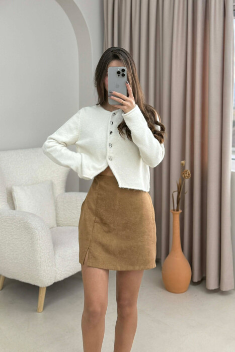 ONE COLOR SIMPLE WOMEN SKORT BROWN/KAFE 