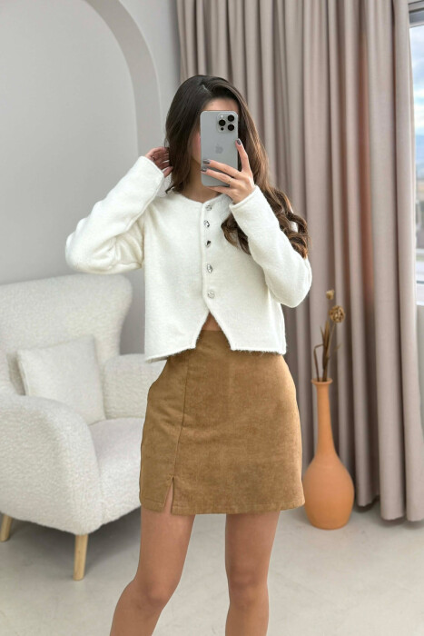 ONE COLOR SIMPLE WOMEN SKORT BROWN/KAFE - 2